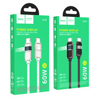 Cable de carga y datos U137 USB-C a USB-C de 60W con pantalla digital, negro｜U137 C to C 朗格60W屏显充电数据线 36445 黑色