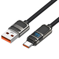Cable de carga y datos U137 USB-C de 5A con pantalla digital, negro｜U137 Type-C 5A朗格屏显充电数据线 36421 黑色