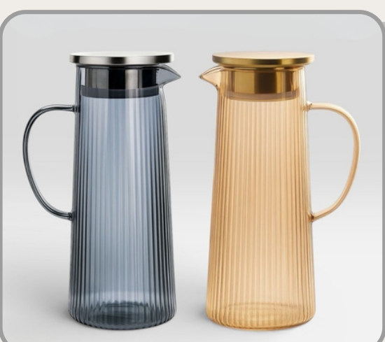 Jarra de vidrio 1300 ml Colores surtidos: ámbar y gris｜玻璃水壶1300ml（琥珀灰混色）