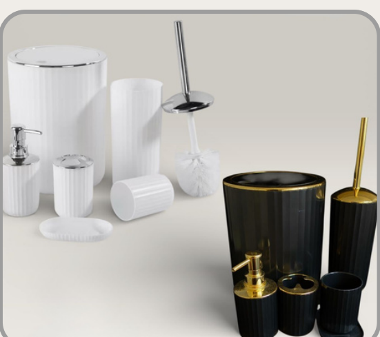 Set de baño 6pcs Colores surtidos: blanco, negro y gris｜浴室六件套（白黑灰混色）