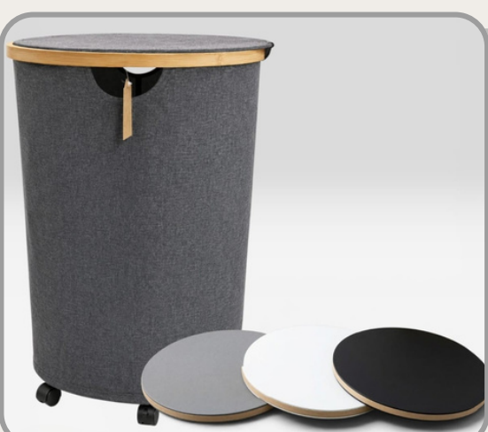 Cesto con ruedas 40x40x60cm Colores surtidos: negro, gris y beige.｜带轮收纳篮40×40×60cm（黑灰米色）