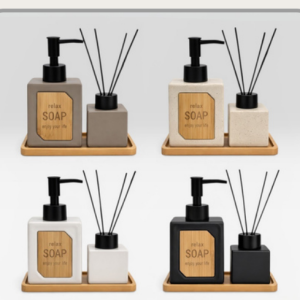 Set x2 dispenser jabón + difusor de cerámica｜陶瓷皂液器香薰瓶两件套