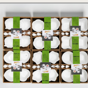 Set x4 cazuelas de cerámica con cuchara Diseños surtidos｜陶瓷小碗四件套（带勺，混款）