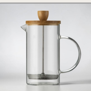 Cafetera prensa francesa de vidrio c/tapa de bambu 600ml｜竹盖玻璃法压壶600ml