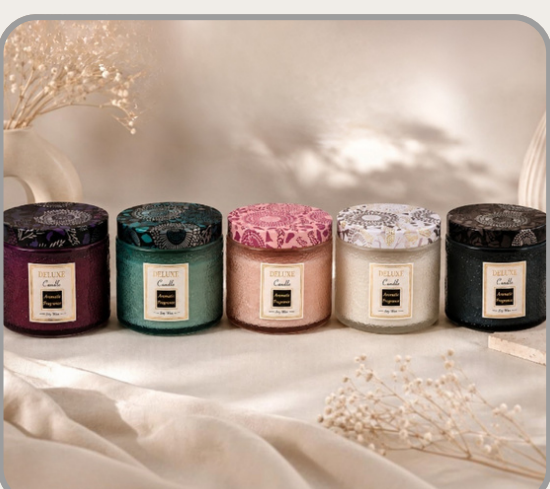 Vela decorativa aromática 8.5x8cm Colores y aromas surtidos｜装饰香薰蜡烛8.5×8cm（混色混香）