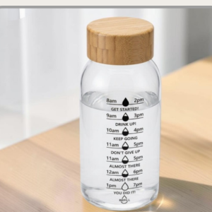 A33-TH-384 Botella de vidrio con tapa de bambú 500ml|竹盖玻璃水瓶500ml