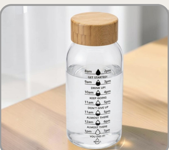 Botella de vidrio con tapa de bambú 500ml｜竹盖玻璃水瓶500ml