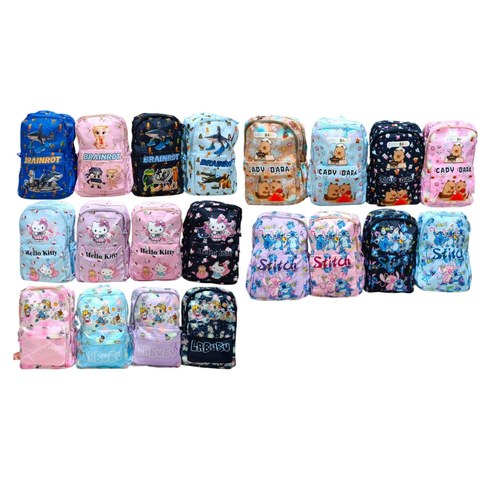 MOCHILA PERSONAJES Brainrot Capybara Labubu Kitty SURTIDO 120u｜背包，图案随机（Brainrot、Capybara、Labubu、Kitty）（120件）
