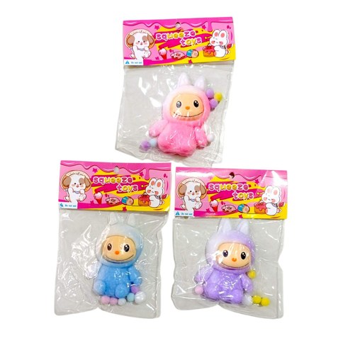 SQUISHY LABUBU 2ra GENERACION c/POMPOM 480u｜Labubu 第二代带绒球的慢回弹玩具（480件）