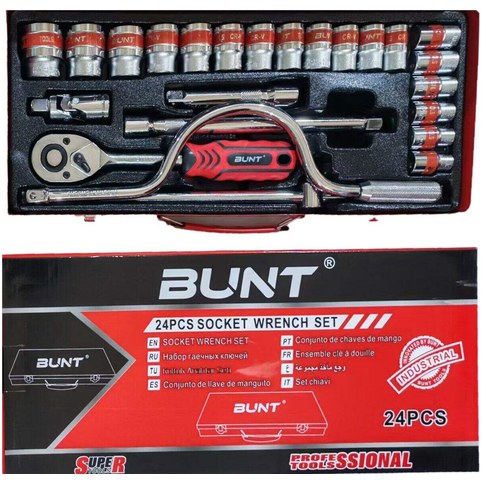 JUEGO DE LLAVES TUBO BARRA CURVA BUNT 24 PCS 5u｜BUNT 24件套弯头扳手和管钳套装（5件）
