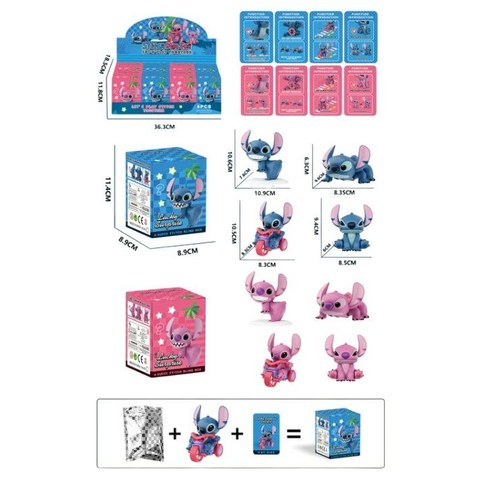 CAJA SORPRESA 679-17 MUÑECO STITCH 8azul 4rosa 320u｜史迪奇惊喜盒 679-17（8个蓝色，4个粉色）（320件）