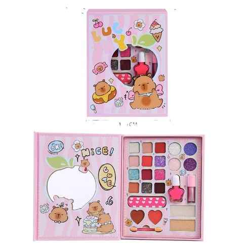 C1523 KIT DE MAQUILLAJE INFANTIL c/ESPEJO CAPYBARA 96u｜水豚儿童化妆套装（带镜子）（C1523（96件）