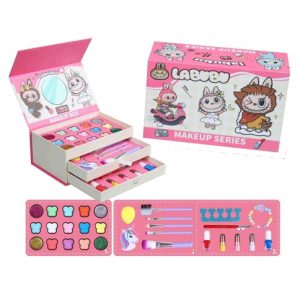 3688-LC4 CAJA DE MAQUILLAJE INFANTIL c/ESPEJO Labubu Stitch 72u｜3688-LC4 儿童化妆盒套装，带镜子、拉布布、史迪奇（72件）