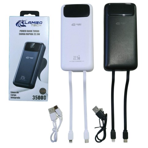 CARGADOR PORTATIL POWER BANK CARGA RAPIDA 22.5w LAMBO TECH LT-26088 35000mAh 25negro 25blanco 50u｜LAMBO TECH LT-26088 35000mAh 22.5W 快充移动电源（黑色 25 个，白色 25 个）（50件）