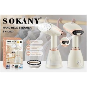 PLANCHA A VAPOR VERTICAL DE MANO SOKANY SK-12003 c/VISOR 260ml 1500w 15u｜SOKANY SK-12003 手持式立式蒸汽熨斗（带可视窗，260ml，1500W）（15件）