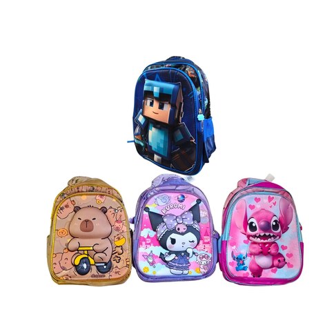 MOCHILA 3D 14 2 CIERRES PERSONAJES SURTIDO 120u｜3D 14英寸双拉链背包，图案随机（120件）