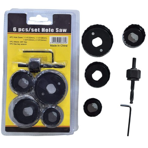 SET MECHA SIERRA COPA p/MADERA PLASTICO YESO x6pcs 100u｜钻头套装，包括开孔器和钻头，适用于木材、塑料和石膏（6件套）（100件）