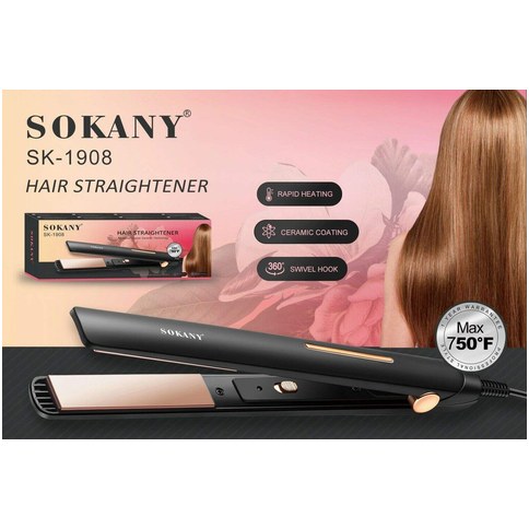 PLANCHA SOKANY SK-1908 CERAMICA 750°F 60u｜SOKANY 美发直发器 SK-1908 陶瓷 750°F 60 件装（60件）