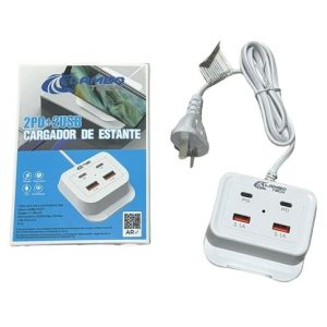 CARGADOR ESTACION DE CARGA 2PD+2USB c/PORTACELULAR LAMBO TECH LT-25AL22 RECTAGULAR 200u｜Lambo Tech LT-25AL22 长方形 2PD+2USB 充电站，带手机支架（200件）