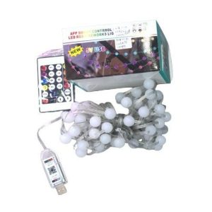 GUINARLA DE LUCES LED RGB CON APP EXTERIOR FOCO REDONDO USB 5v 5m 100u｜户外 RGB LED 灯串，带 App，圆形 USB 聚光灯（5V，5 米（100件）