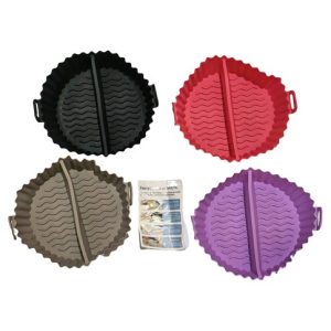 MOLDE BANDEJA de SILICONA p/FREIDORA DE AIRE REDONDO REUTILIZABLE c/DIVISION 200u｜可重复使用的圆形硅胶空气炸锅托盘模具，带分隔板（200件）