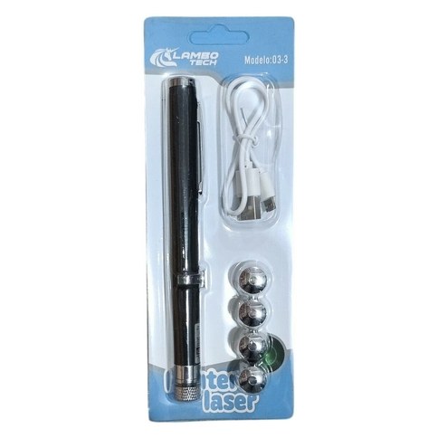 PUNTERO LASER 03-3 LAMBO TECH  LUZ VERDE 5en1 RECARGABLE en BLISTER 200u｜LAMBO TECH 03-3 绿色五合一可充电激光笔（吸塑包装）（200件）