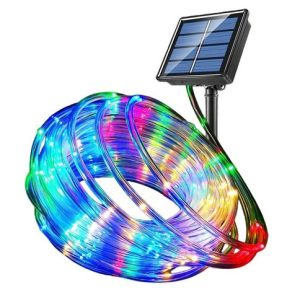 MANGUERA LED RGB 12m c/100 LUCES  PANEL SOLAR 50u｜RGB LED 灯条（12 米），带 100 个灯和太阳能电池板（50件）