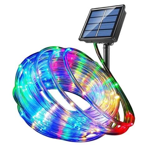 MANGUERA LED RGB 7m c/50 LUCES  PANEL SOLAR 50u｜7米RGB LED灯带，50灯，带太阳能板（50件）