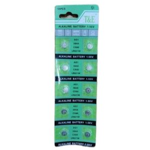 PILA ALCALINA BOTON T&E AG1 1.55v BLISTER x10pcs 1000u｜T&E AG1 1.55V碱性纽扣电池（10节吸塑包装，1000节）（1000件）