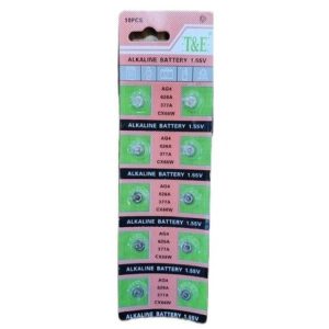 PILA ALCALINA BOTON T&E AG4 1.55v BLISTER x10pcs 1000u｜T&E AG4 1.55V 碱性纽扣电池（10 节吸塑包装）（1000件）