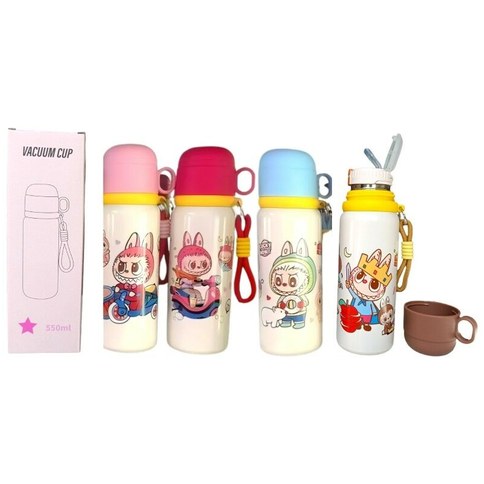BOTELLA TERMICA con VASO COLGANTE 550ml ACERO INOXIDABLE SUS 316 ANTIDESLIZANTE capybara 60u｜CAPYBARA 550ml SUS 316 不锈钢防滑保温瓶（带挂杯）（60件）