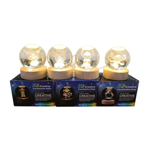 ESFERA DE CRISTAL LUZ DE NOCHE 8cm VARIOS MOTIVOS 36u｜8 厘米水晶夜灯球，多种款式（36件）