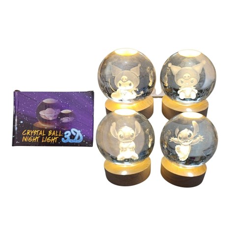 ESFERA DE CRISTAL LUZ DE NOCHE 6cm  VARIOS MOTIVOS 60u｜水晶夜灯球，6厘米，多种款式（60件）
