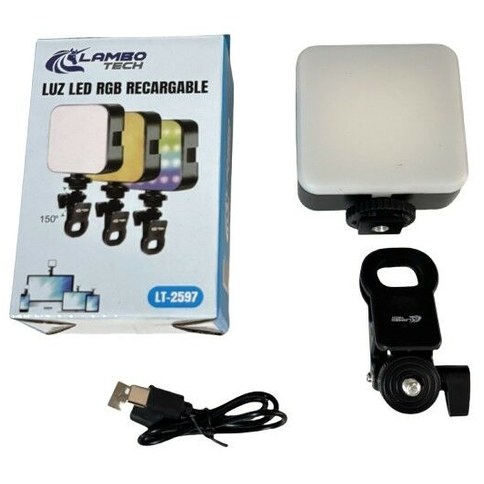 LUZ LED RGB c/CLIP LAMBO TECH LT-2597 SELFIE RECARGABLE 200u｜LAMBO TECH LT-2597 可充电 RGB LED 自拍灯（带夹子）（200件）