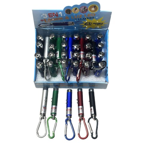 PUNTERO LASER LED 3en1 LLAVERO LAMBO TECH LT-2576 x34pcs CAJA 1700u｜LAMBO TECH LT-2576 三合一 LED 激光笔钥匙扣（每盒 34 个）（1700件）