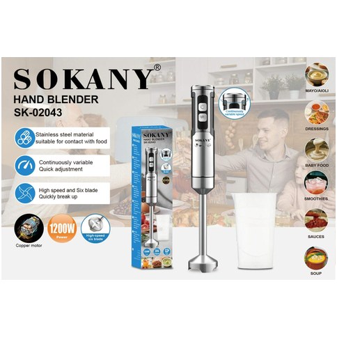 BATIDORA DE MANO MINIPIMER SOKANY SK-02043 1200w 20u｜SOKANY SK-02043 迷你手持搅拌机，1200瓦（20件）