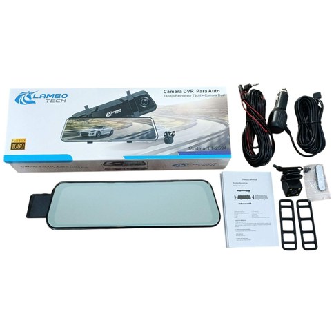 VIDEOCAMARA DVR PARA AUTO LT-2594 LAMBO TECH ESPEJO RETROVISOR TACTIL CAMARA DUAL 50u｜Lambo Tech LT-2594车载行车记录仪，带触摸屏后视镜和双摄像头（50件）