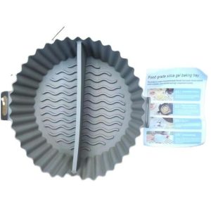 MOLDE BANDEJA de SILICONA p/FREIDORA DE AIRE REDONDO REUTILIZABLE c/DIVISION 200u｜可重复使用的圆形硅胶空气炸锅托盘模具，带分隔板（200件）