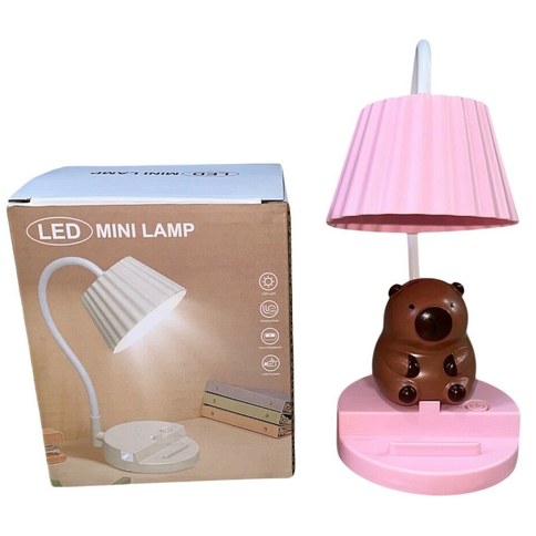 LAMPARA DE MESA VELADOR LED YS533 CAPYBARA 2 MODOS c/SOPORTE CELULAR SACAPUNTA USB RECARGABLE 96u｜CAPYBARA YS533 LED 台灯/夜灯，带两种模式、手机支架和 USB 可充电削笔器（96件）