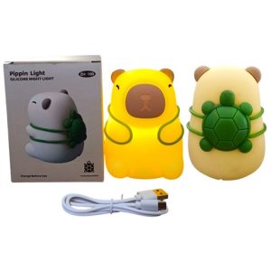 VELADOR CAPYBARA c/MOCHILA DE TORTUGA ZH-169 SILICONA RECARGABLE 60u｜水豚夜灯，带海龟背包，ZH-169，可充电硅胶材质（60件）