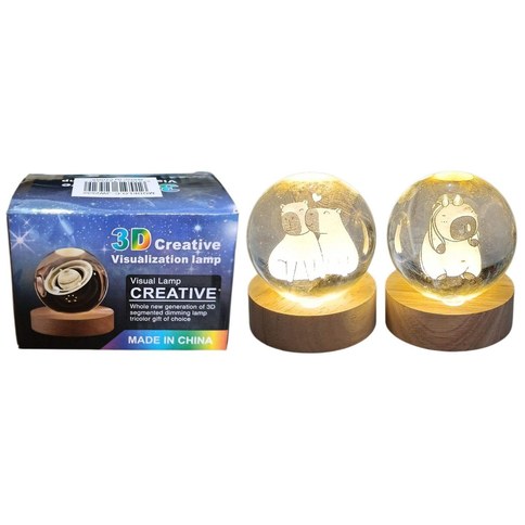 ESFERA DE CRISTAL LUZ DE NOCHE CAPYBALA  6CM 60u｜水豚6厘米水晶夜灯（60件）