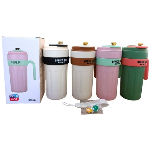 BOTELLA TERMICA SMART c/CORREA MANIJA MEDIDOR DE TEMPERATURA SUS316 650ml 40u｜带挂绳、提手和……的智能保温瓶温度计，SUS316不锈钢材质，650毫升（40件）