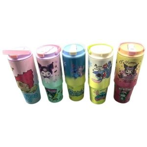 VASO TERMICO c/MANIJA 1L SURTIDO stitch kuromi capybara labubu 50u｜1升带把手保温杯（史迪奇、库洛米、水豚、拉布布图案） -（50件）