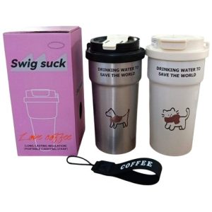 VASO TERMICO c/CORREA SORBETE  ANTIDESLIZANTE SUS304 500ml 50u｜500毫升带挂绳和防滑吸管保温杯（SUS304不锈钢） -（50件）