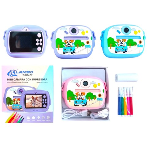 CAMARA IMPRESORA PERRITO LAMBO TECH INFANTIL 50azul 30rosa 20lila 100u｜LAMBO TECH儿童狗狗打印相机（50个蓝色，30个粉色，20个淡紫色），共（100件）