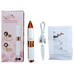 DEPILADORA FACIAL CEJAS 2en1 FLAWLBSS RECARGABLE DESARMADO blanco 120u｜FLAWLBSS 二合一可充电面部及眉毛修剪器，白色（120件）
