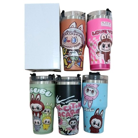VASO TERMICO LABUBU c/SORBETE 500ml SUS 304 50u｜LABUBU 500毫升不锈钢304不锈钢吸管保温杯（50件）