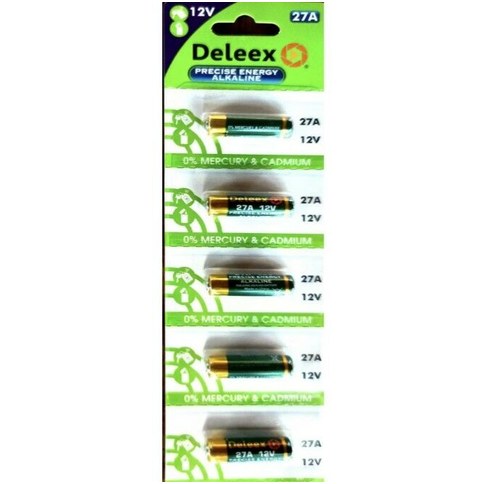PILA ALCALINA DELEEX 27A 12v BLISTER x5pcs 400u｜Deleex 27A 12V 碱性电池，5 盒吸塑包装，400 节（400件）