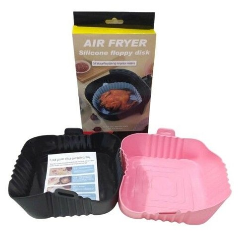 MOLDE BANDEJA  de SILICONA p/FREIDORA DE AIRE CUADRADO REUTILIZABLE 70g CAJA 200u｜可重复使用方形硅胶空气炸锅托盘模具，70克，200个/盒（200件）