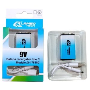 PILA 9V 1000mAh TipoC RECARGABLE LAMBO TECH G-17818C 100u｜Lambo Tech G-17818C 可充电 9V 1000mAh Type-C 电池 100 节（100件）